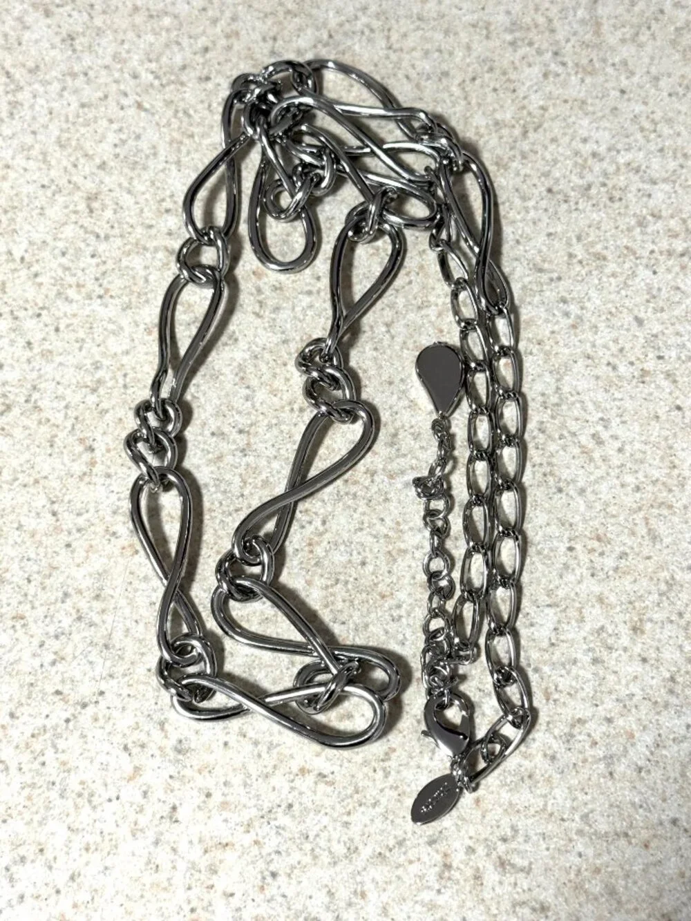 Chico's Silver Chain Metal Belt Eternity Knot Link Gorgeous Marked